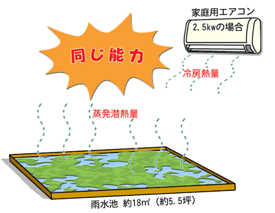 屋上緑化雨水池の効果～ヒートアイランド現象緩和効果の概算～